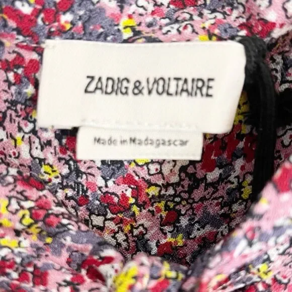 Zadig & Voltaire floral sleeved blouse with tie NWT. XS - Picture 10 of 10